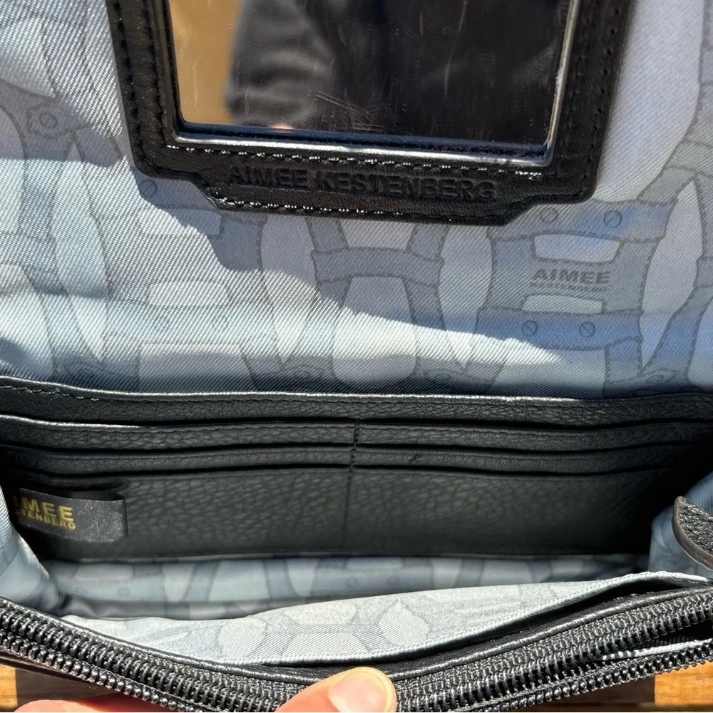 Aimee Kestenberg Crossbody Bag | Pebbled Leather Chain Strap | Mirror Interior - Picture 7 of 11